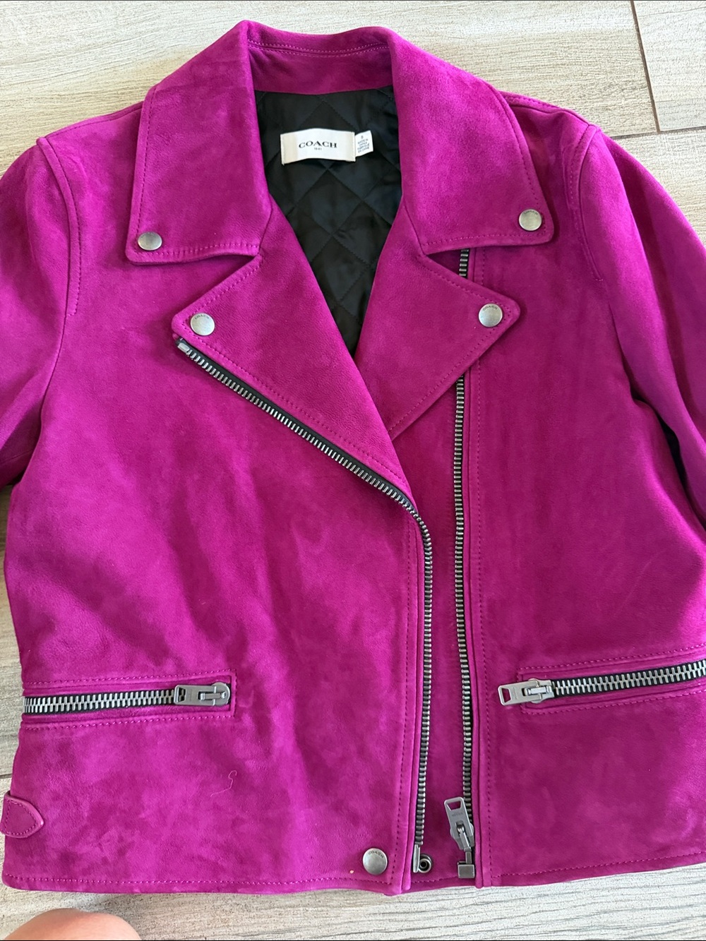 Coach Magenta Suede Moto Jacket - Picture 3 of 10